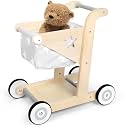 Asweets 2 in 1 Wooden Baby Walker Push and Pull Doll Stroller (Grey)