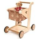 Asweets 2 in 1 Wooden Baby Walker Push and Pull Doll Stroller (Brown)