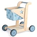 Asweets 2 in 1 Wooden Baby Walker Push and Pull Doll Stroller (Blue)