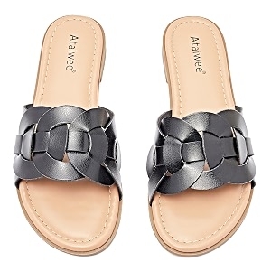 Ataiwee Womens Dressy Braided Open Toe Flat