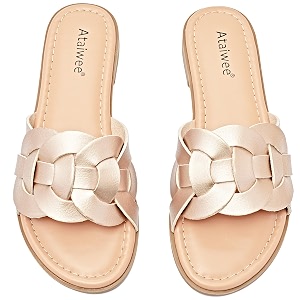 Ataiwee Womens Dressy Braided Open Toe Flat