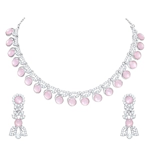 atasi international colored diamond ad necklace jewellery set with earrings for women ideal for party wedding festivals