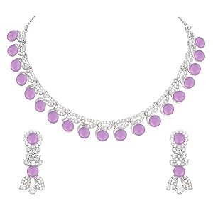 atasi international colored diamond ad necklace jewellery set with earrings for women ideal for party wedding festivals