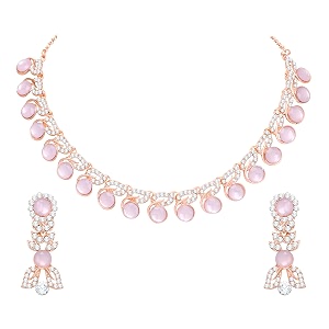 atasi international colored diamond ad necklace jewellery set with earrings for women ideal for party wedding festivals