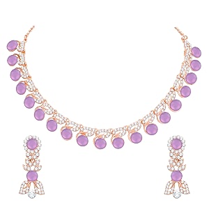 atasi international colored diamond ad necklace jewellery set with earrings for women ideal for party wedding festivals