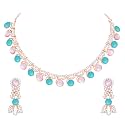 Atasi International Colored Diamond AD Necklace Jewellery Set with Earrings for Women Ideal for Party, Wedding, Festivals