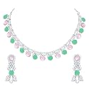 Atasi International Colored Diamond AD Necklace Jewellery Set with Earrings for Women Ideal for Party, Wedding, Festivals