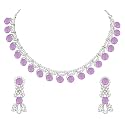 Atasi International Colored Diamond AD Necklace Jewellery Set with Earrings for Women Ideal for Party, Wedding, Festivals