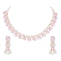 Atasi International Colored Diamond AD Necklace Jewellery Set with Earrings for Women Ideal for Party, Wedding, Festivals