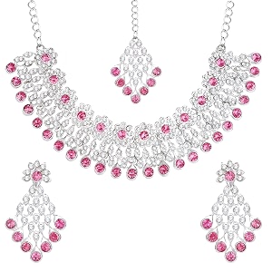 atasi international kundan necklace set with earrings amp maang tikka for women  ideal jewellery for wedding party amp festive occasions