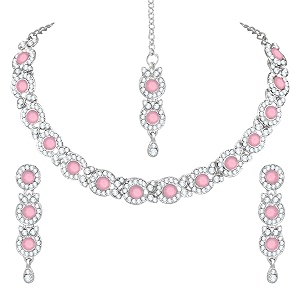 atasi international necklace set with earrings amp manng tikka for women amp girls  elegant jewellery set for weddings parties and festivals  jewellery for special occasions