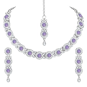 atasi international necklace set with earrings amp manng tikka for women amp girls  elegant jewellery set for weddings parties and festivals  jewellery for special occasions