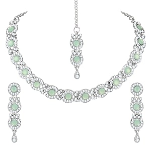 atasi international necklace set with earrings amp manng tikka for women amp girls  elegant jewellery set for weddings parties and festivals  jewellery for special occasions