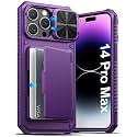 ATATOO for iPhone 14 Pro Max Case, Card Holder (3-5 Cards), Dark Purple