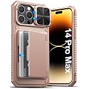 ATATOO for iPhone 14 Pro Max Case, Card Holder (3-5 Cards), Rose Gold