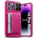 ATATOO for iPhone 14 Pro Max Wallet Case, Card Holder (3-5 Cards), Hot Pink