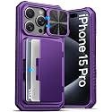 ATATOO for iPhone 15 Pro Case Wallet, Card Holder (3-5 Cards), Dark Purple