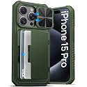 ATATOO for iPhone 15 Pro Case Wallet with Card Holder (3-5 Cards), Green