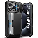 ATATOO for iPhone 15 Pro Case Wallet with Card Holder (3-5 Cards), Black