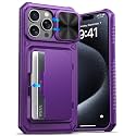 ATATOO for iPhone 15 Pro Max Case, Card Holder (3-5 Cards), Dark Purple