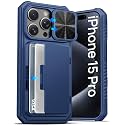 ATATOO for iPhone 15 Pro Wallet Case with Card Holder (3-5 Cards), Blue