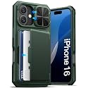 ATATOO for iPhone 16 Case Wallet with Card Holder (Store 3-5 Cards), Green
