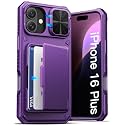 ATATOO for iPhone 16 Plus Case Wallet, Card Holder (3-5 Cards), Dark Purple