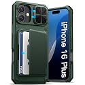 ATATOO for iPhone 16 Plus Case Wallet with Card Holder (3-5 Cards), Green