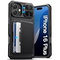 ATATOO for iPhone 16 Plus Case Wallet with Card Holder (3-5 Cards), Black