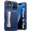 ATATOO for iPhone 16 Plus Wallet Case with Card Holder (3-5 Cards), Blue