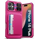 ATATOO for iPhone 16 Plus Wallet Case, Card Holder (3-5 Cards), Hot Pink
