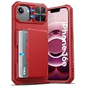 ATATOO for iPhone 17e/16e Case Wallet with Card Holder (3-5 Cards), Red