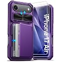 ATATOO for iPhone Air Case Card Holder, 2X Screen Protector, Dark Purple