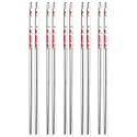 Reusable Stainless Steel 5 Pair Chopsticks 23 cm Long Metal Chopstick Easy to Use Chop Stick for Noodles Sushi Hotpot Thai Foods for Home at Dinner (Cute Pink)