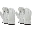 ATERET 12 Pairs X-Large Heavy Duty Durable Cowhide Leather Work Gloves I Driver Gloves for Truck Driving, Warehouse, Gardening, Farming (Pack of 2)