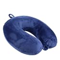 ATEVON Navy Blue Travel Neck Pillow - Advanced Air Pillow Technology for Cervical Pain Relief, Comfort Neck Support Cushion for Car & Flights, Essential Sleeping Neck Rest