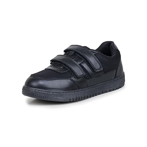 athco scholar school shoes black for boys amp girls soft cushioned memory foam heel pad supportuniform shoes  lightweight  velcroo easy wear amp carepadded textured heel grip lining  breathable  all day comfort