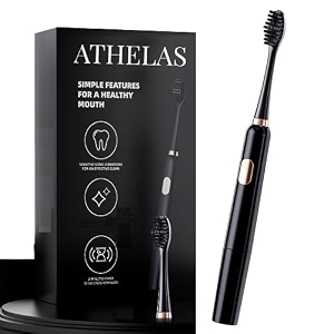 athelas smart sonic electric adult toothbrush2 years warranty 2 brush headsunleash the power of 28000 vibrationsdual modes 2-minute timer 90 days aaa battery lifemidnight black 005 kg