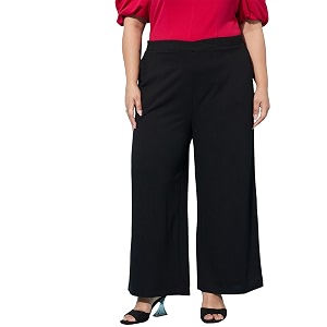 Athena Lifestyle Black Overlapped Waistband Trouser