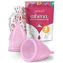 Athena Menstrual Cups 2 Pack - Large and Small Set - The Original Softer Reusable Period Cups for Women – for Light to Heavy Flow – No Shift Menstruation Cup with Form Fit Rim for Easy Insertion