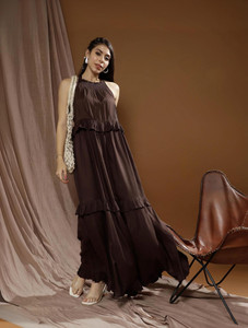 ATHENA Women Maxi Brown Full Length Dress