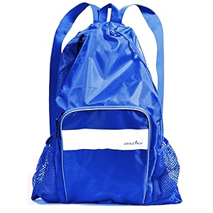 athletico mesh swim bag - mesh pool bag with wet amp dry compartments for swimming the beach camping and more blue