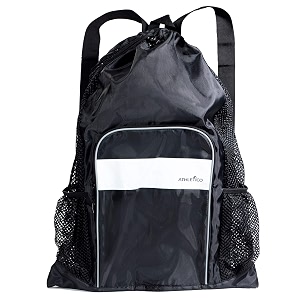 athletico mesh swim bag - mesh pool bag with wet amp dry compartments for swimming the beach camping and more black