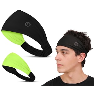 lycra multipurpose reversible headband for men women colorful stylish sweatband quick dry manage long hair wide snug fit elastic for sports running gym cricket badminton green