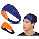 Lycra Multipurpose Reversible Headband For Men Women, Colorful Stylish Sweatband Quick Dry Manage Long Hair Wide Snug Fit Elastic For Sports, Running, Gym, Cricket, Badminton, Orange