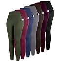 ATHVOTAR Leggings with Pockets for Women, 7 Packs High Waisted Workout Tummy Control Yoga Pants