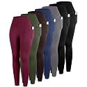 ATHVOTAR Leggings with Pockets for Women, 7 Packs High Waisted Workout Tummy Control Yoga Pants