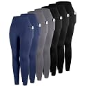 ATHVOTAR Leggings with Pockets for Women, 7 Packs High Waisted Workout Tummy Control Yoga Pants