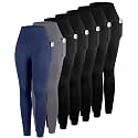 ATHVOTAR Leggings with Pockets for Women, 7 Packs High Waisted Workout Tummy Control Yoga Pants