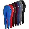 ATHVOTAR Leggings with Pockets for Women, 7 Packs High Waisted Workout Tummy Control Yoga Pants
